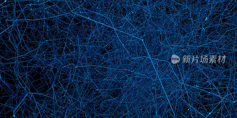 结构精细的网络，如在技术或生物学，互联网或神经连接- 3d插图